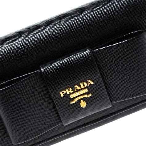 prada black bow wallet|prada wallet on chain black.